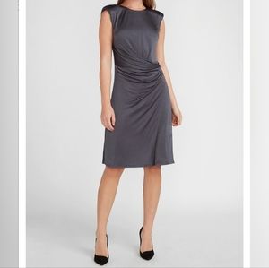 Express Satin Cap Sleeve Side Ruched Dress NWT